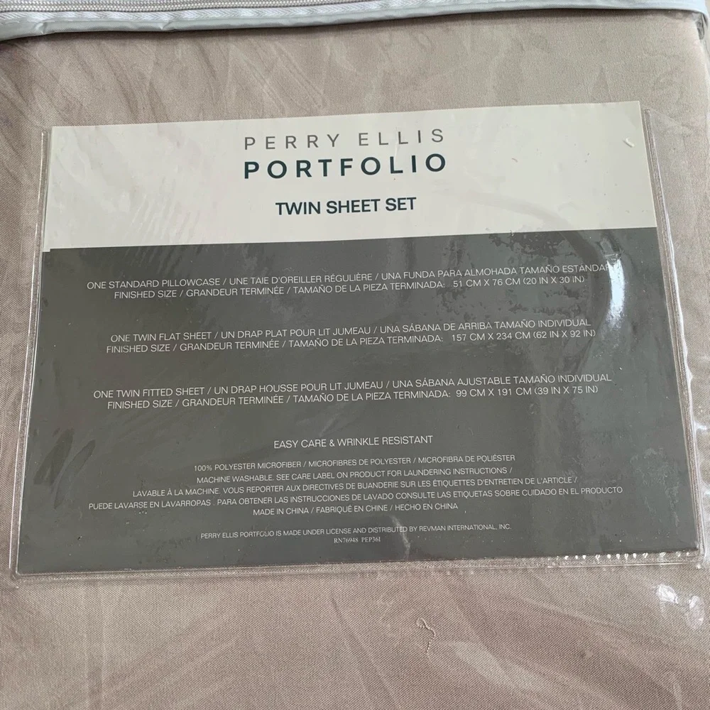 Perry Ellis Twin Sheet Set Beige